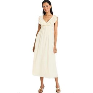 The Good Journey Women's Flutter-Sleeve Tie-Back Midi Dress XS ivory